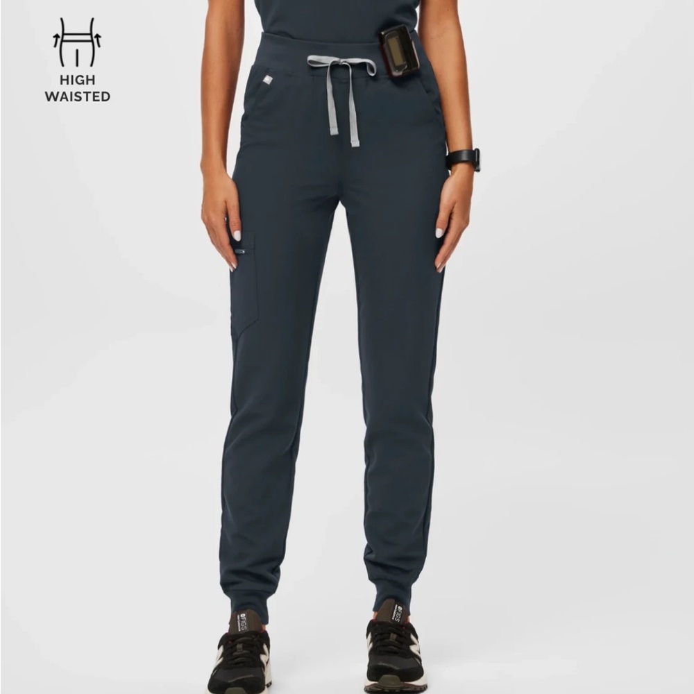 Figs Zamora High Waisted Scrub Bottoms, Dark Harbor, Small